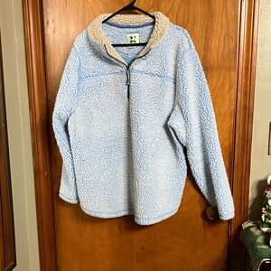 GreenTea Light Blue and Cream Fleece Pullover